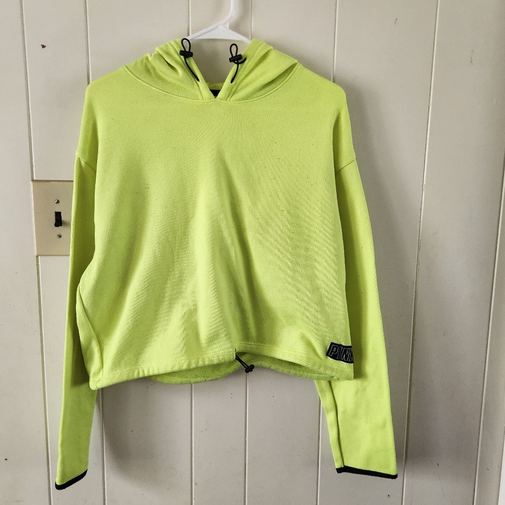 PINK Victoria's Secret Neon Green Hoodie Size L